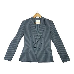 L’Agence Women Blazer Kenzie Double Breasted Soft Grey With White Pinstripe Sz 4